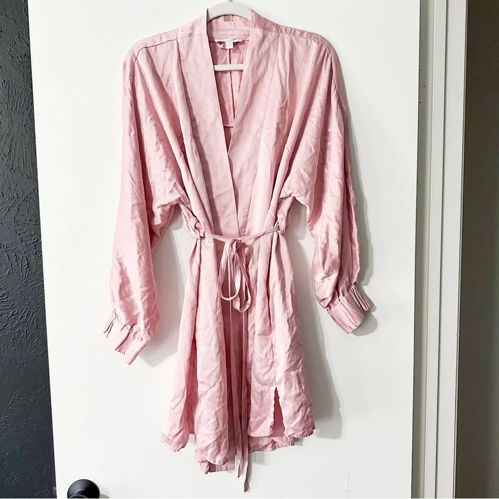 Lunya Washable Silk Robe Serene Pink Size Medium